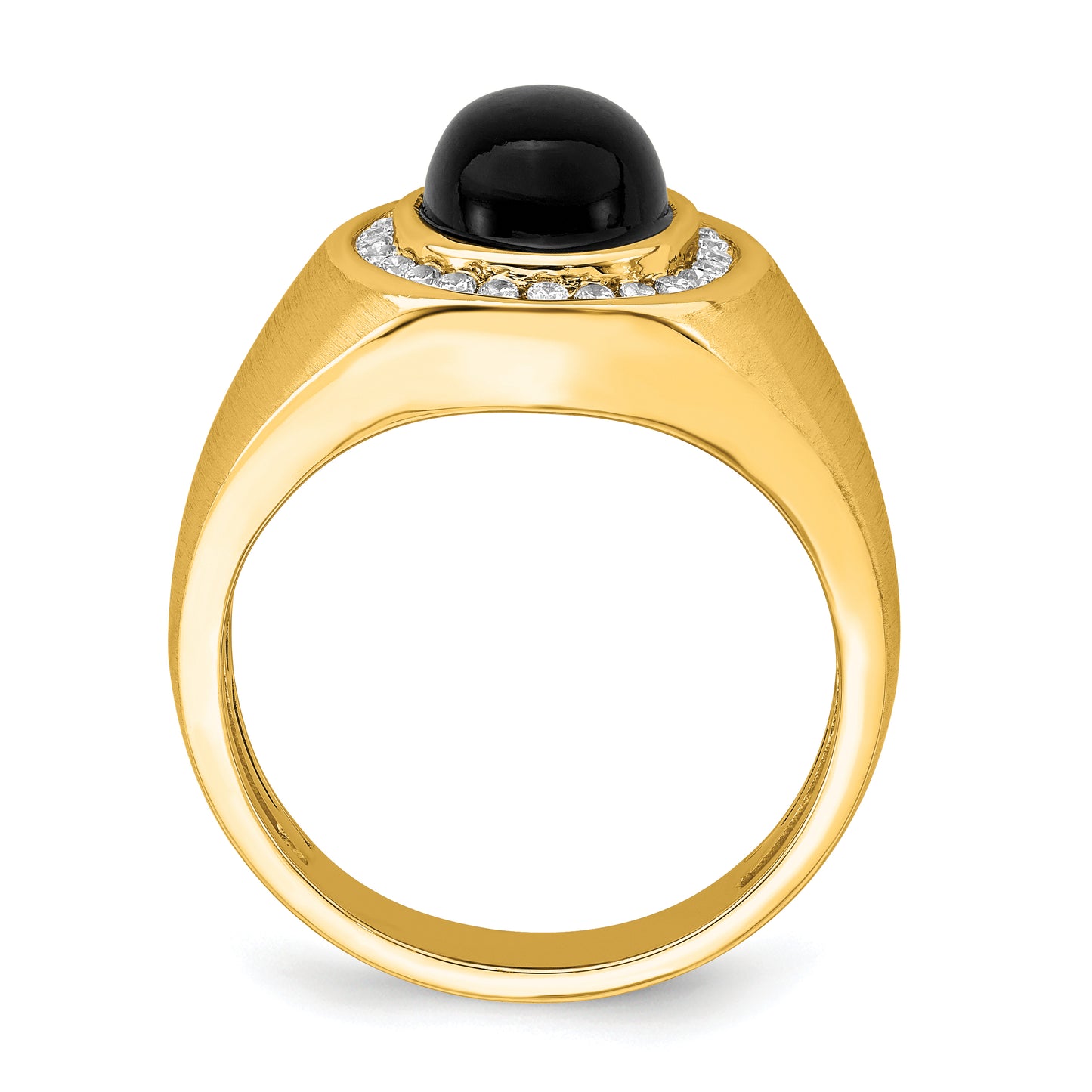 14k Yellow Gold 1/4 Ct. Lab Grown Diamond VS/SI+ G+ and Oval Onyx Men's Ring