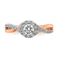 14k Two-Tone Rose and White Gold 5/8 Ct. Lab Grown Diamond VS/SI+ G+ Round Fancy Halo Engagement Ring