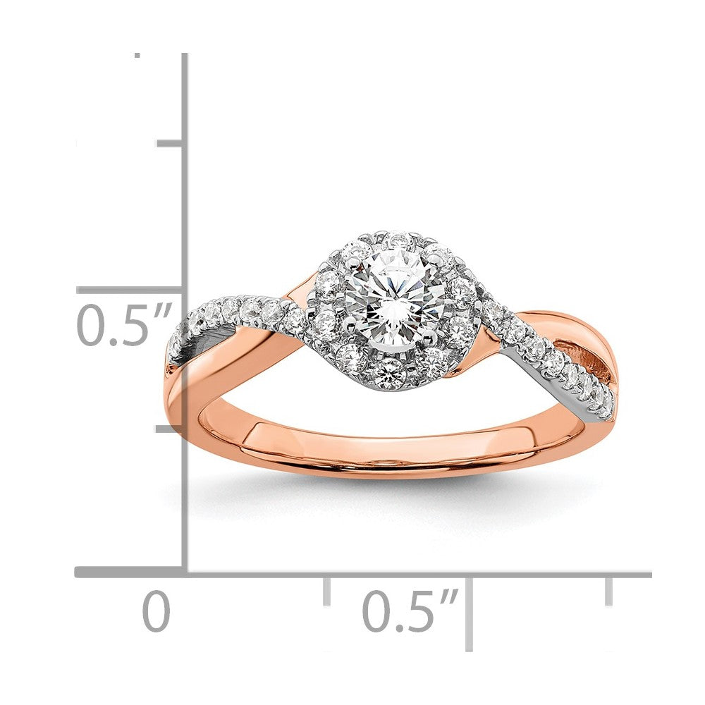 10k Two-Tone Rose and White Gold 5/8 Ct. Lab Grown Diamond VS/SI+ G+ Round Fancy Halo Engagement Ring