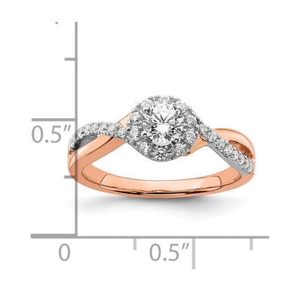 10k Two-Tone Rose and White Gold 5/8 Ct. Lab Grown Diamond VS/SI+ G+ Round Fancy Halo Engagement Ring