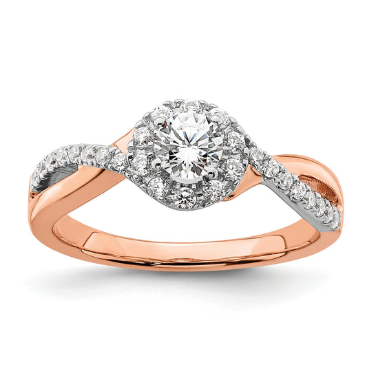 10k Two-Tone Rose and White Gold 5/8 Ct. Lab Grown Diamond VS/SI+ G+ Round Fancy Halo Engagement Ring