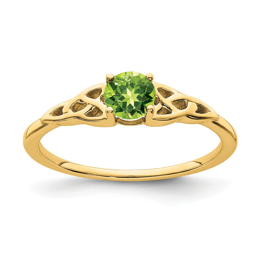 10K Yellow Gold Peridot Celtic Knot Ring