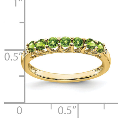 10K Yellow Gold Peridot And Diamond 7-Stone Ring