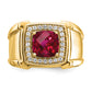 14k Yellow Gold 1/4 Ct. Lab Grown Diamond VS/SI+ G+ and Lab Created Ruby Men's Ring