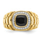 14k Yellow Gold 1/4 Ct. Lab Grown Diamond VS/SI+ G+ and Onyx Textured Men's Ring