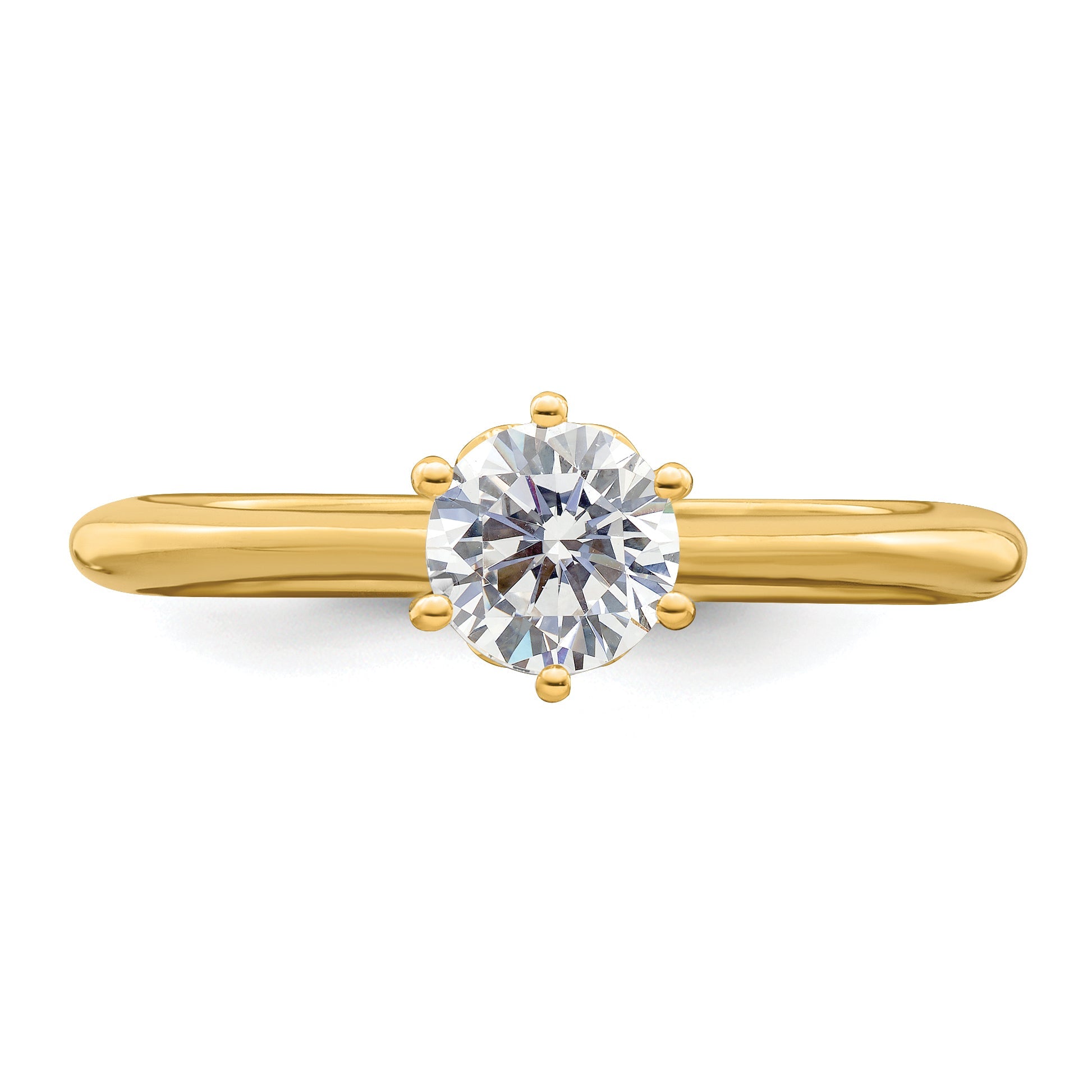 14K Yellow Gold (Holds 1/2 Carat (5.20 mm) Round) 4 Prong With .01 Diamond Leaf Design Semi Mount Engagement Ring
