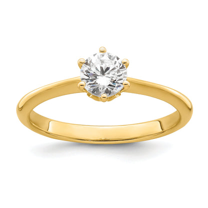 14K Yellow Gold (Holds 1/2 Carat (5.20 mm) Round) 4 Prong With .01 Diamond Leaf Design Semi Mount Engagement Ring
