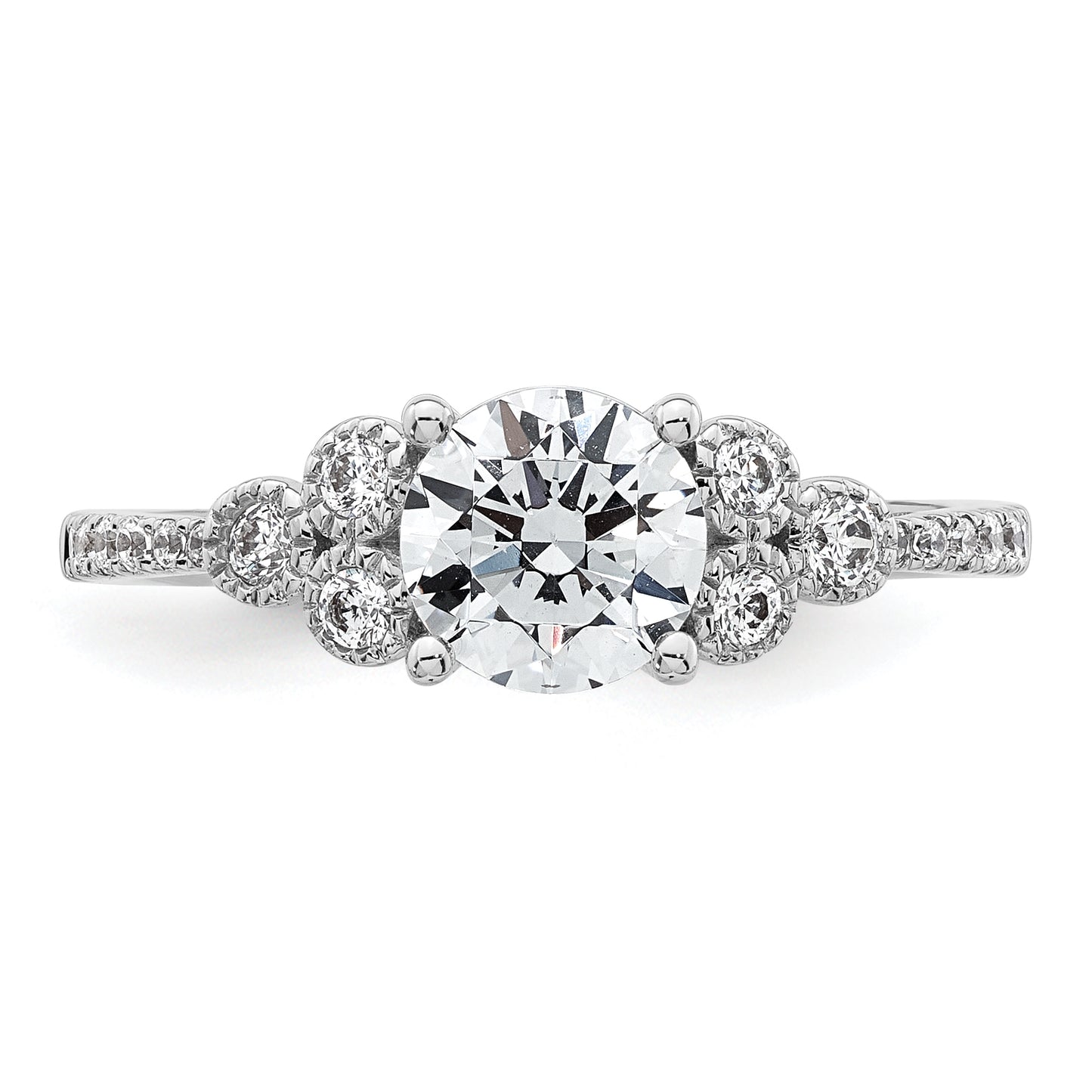 14k White Gold 1/5 Ct. Lab Grown Diamond VS/SI+ G+ 1 Ct. Center Round Engagement Ring