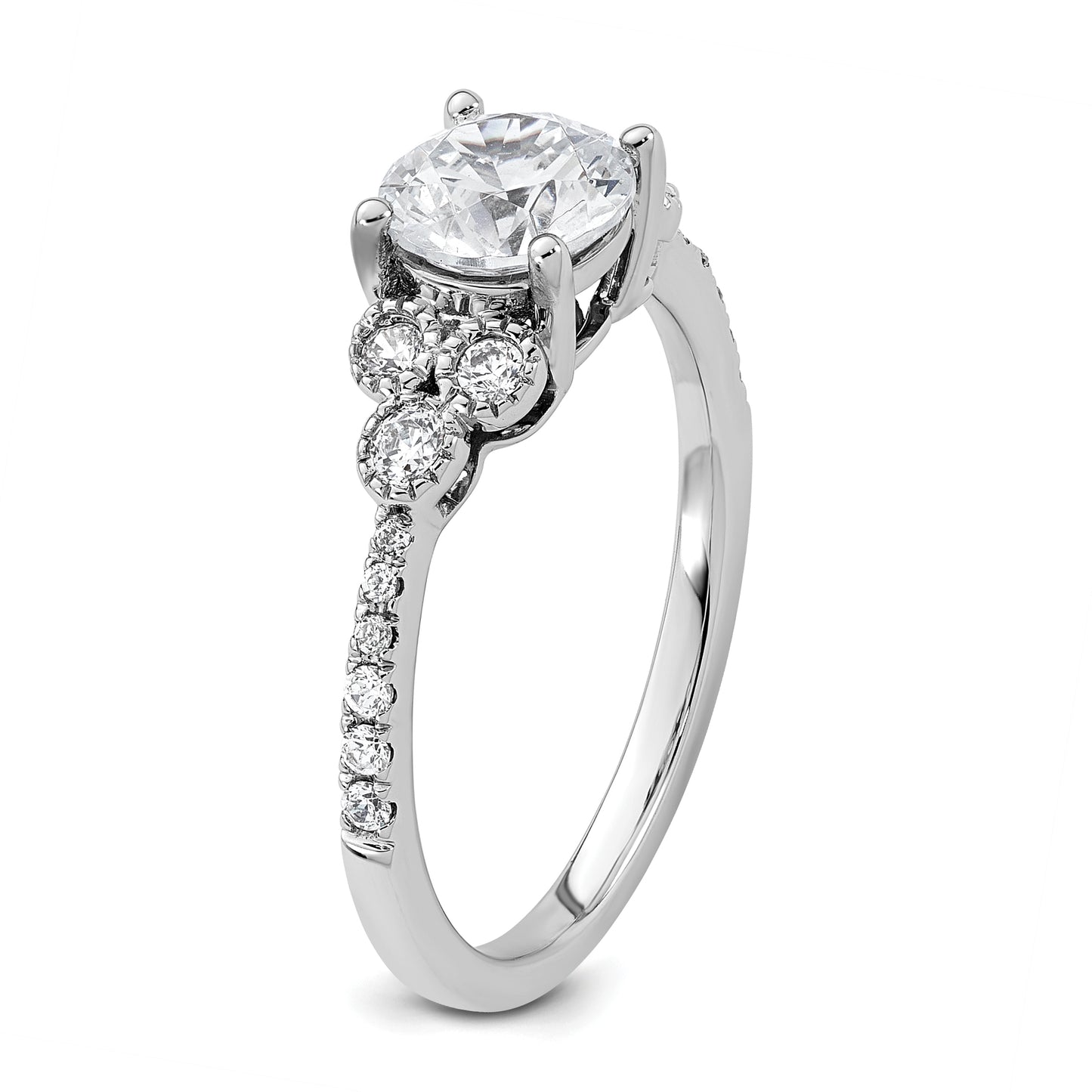 14k White Gold 1/5 Ct. Lab Grown Diamond VS/SI+ G+ 1 Ct. Center Round Engagement Ring