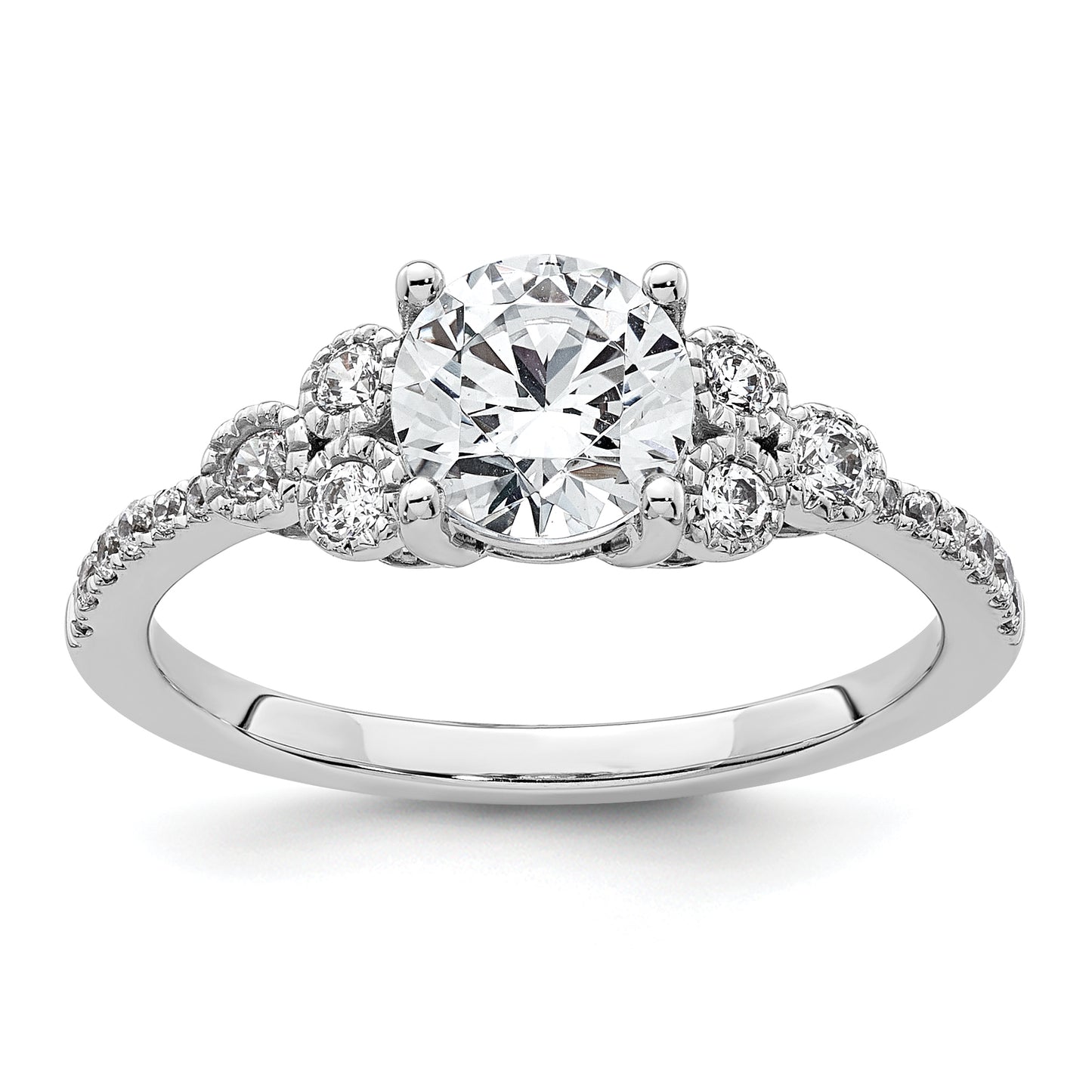 14k White Gold 1/5 Ct. Lab Grown Diamond VS/SI+ G+ 1 Ct. Center Round Engagement Ring