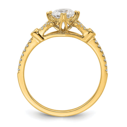 14K Yellow Gold (Holds 1/2 Carat (5.2mm) Round Center) 1/8 Diamond Semi Mount Engagement Ring