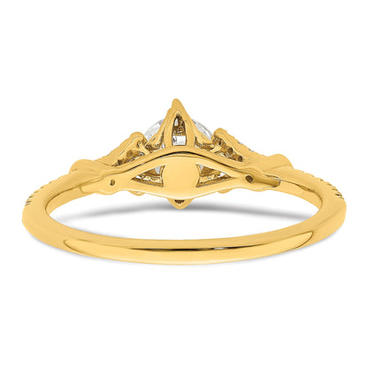 14K Yellow Gold (Holds 1/2 Carat (5.2mm) Round Center) 1/8 Diamond Semi Mount Engagement Ring