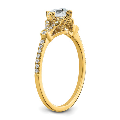 14K Yellow Gold (Holds 1/2 Carat (5.2mm) Round Center) 1/8 Diamond Semi Mount Engagement Ring