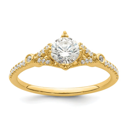14K Yellow Gold (Holds 1/2 Carat (5.2mm) Round Center) 1/8 Diamond Semi Mount Engagement Ring