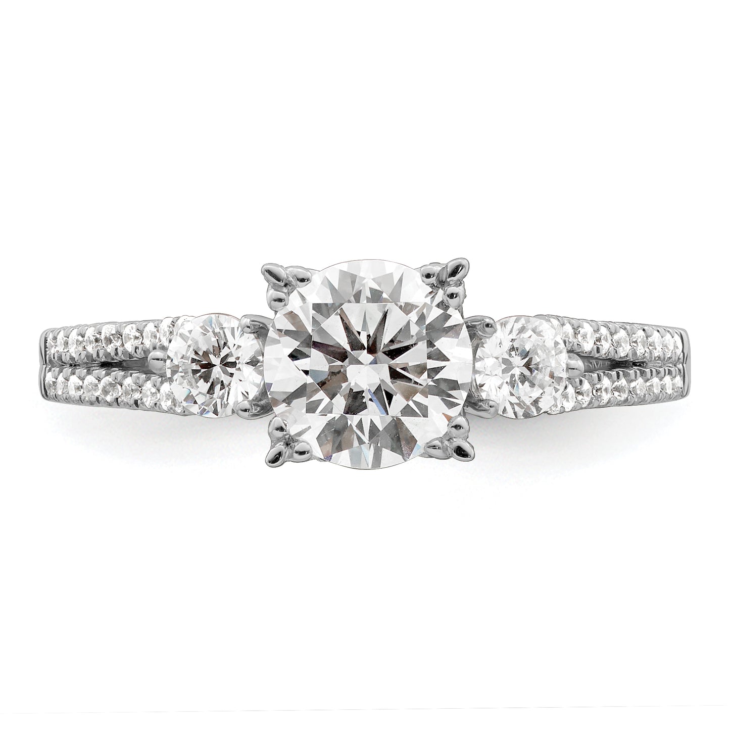 14k White Gold 3/8 Ct. Lab Grown Diamond VS/SI+ G+ 1 Ct. Center Round Engagement Ring