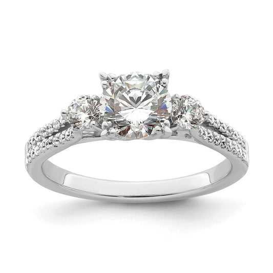 14k White Gold 3/8 Ct. Lab Grown Diamond VS/SI+ G+ 1 Ct. Center Round Engagement Ring