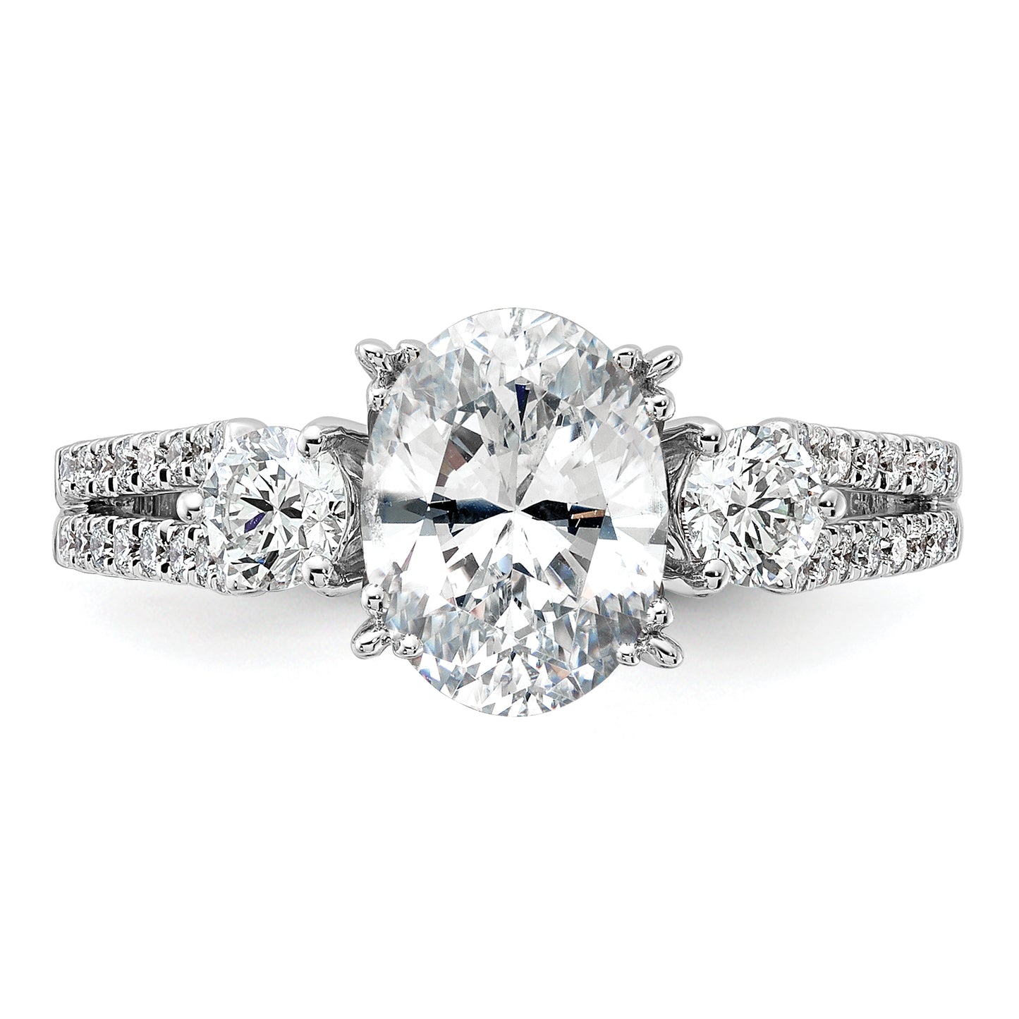 14k White Gold 1/2 Ct. Lab Grown Diamond VS/SI+ G+ 1 1/2 Ct. Center Oval Engagement Ring