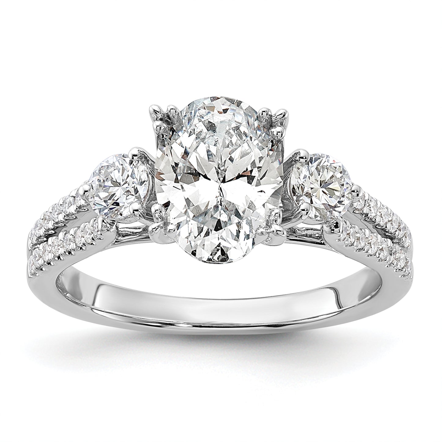 14k White Gold 1/2 Ct. Lab Grown Diamond VS/SI+ G+ 1 1/2 Ct. Center Oval Engagement Ring