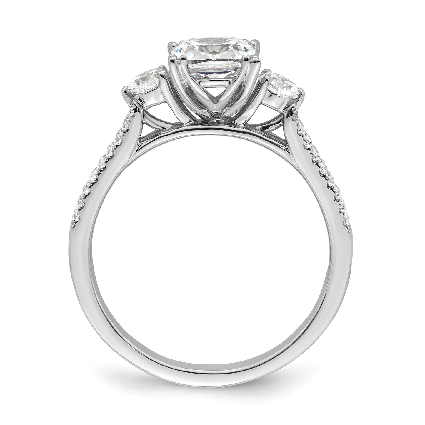 14k White Gold 3/4 Ct. Lab Grown Diamond VS/SI+ G+ 1 Ct. Center Cushion Engagement Ring