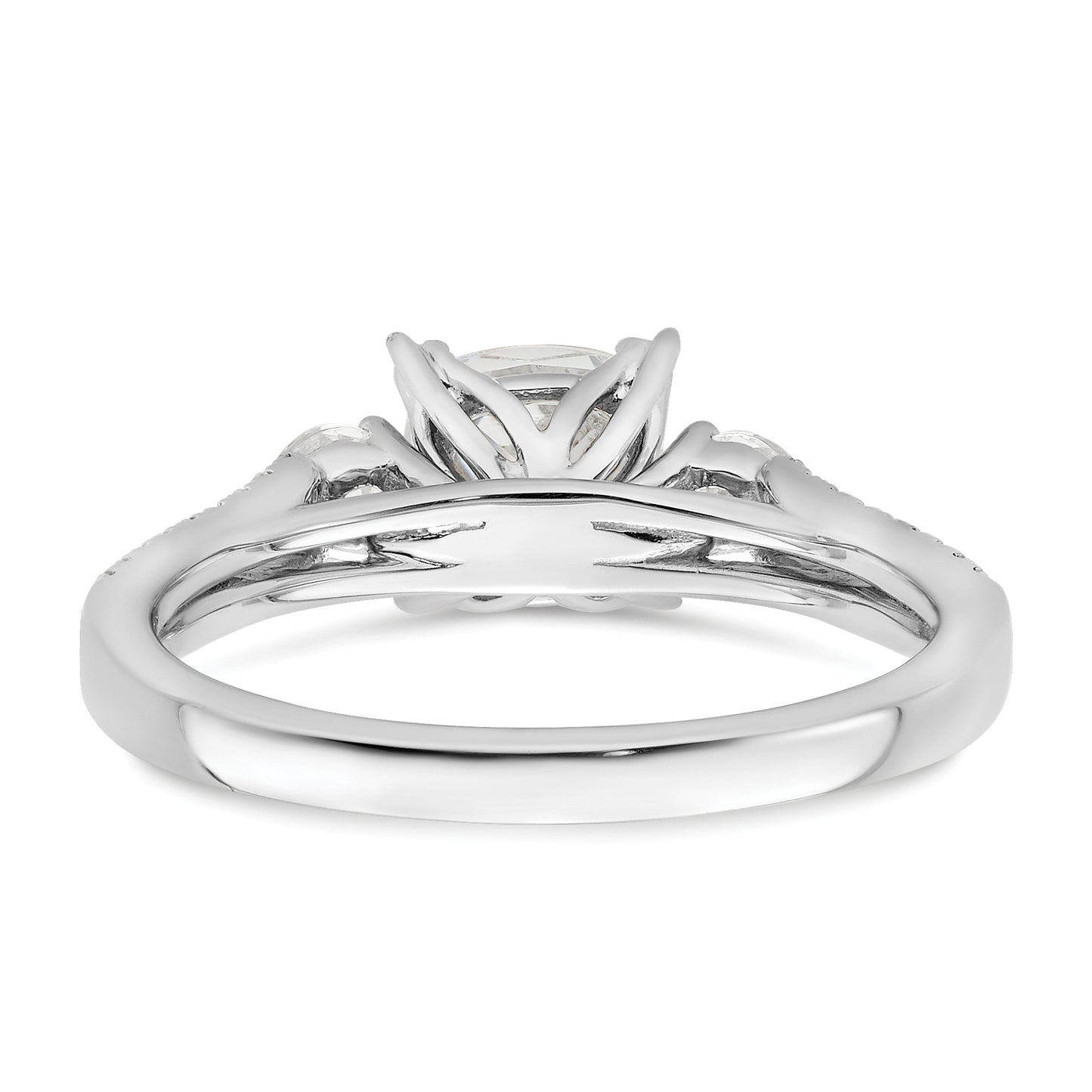 14k White Gold 3/4 Ct. Lab Grown Diamond VS/SI+ G+ 1 Ct. Center Cushion Engagement Ring