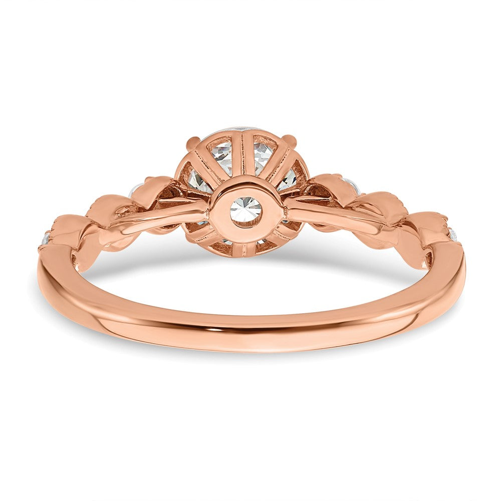 14K Rose Gold (Holds 1 Carat (6.5mm) Round Center) 1/8 Diamond Semi Mount Engagement Ring