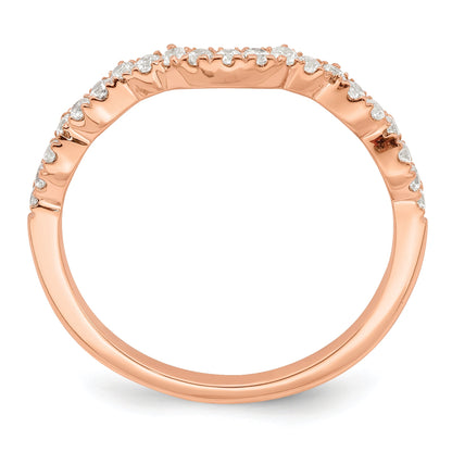 14K Rose Gold 1/4 Carat Diamond Contoured Complete Wedding Band