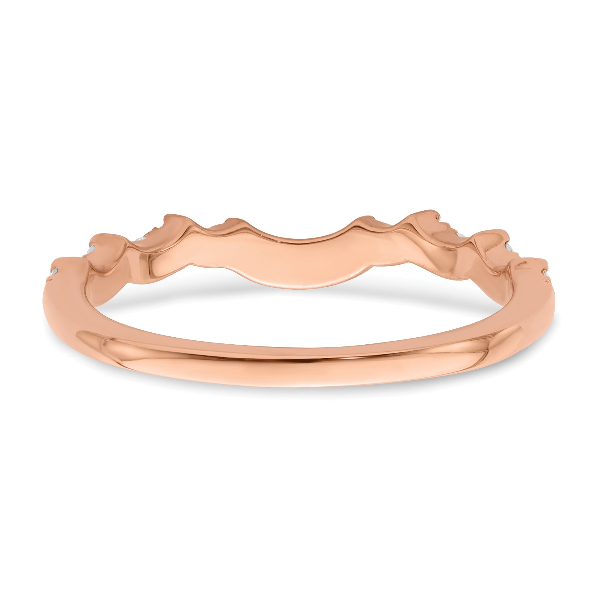 14K Rose Gold 1/4 Carat Diamond Contoured Complete Wedding Band