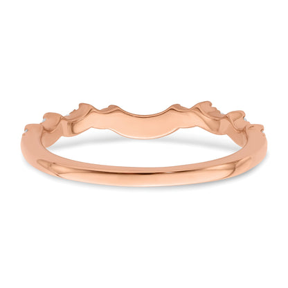 14K Rose Gold 1/4 Carat Diamond Contoured Complete Wedding Band