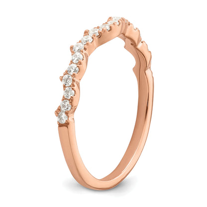 14K Rose Gold 1/4 Carat Diamond Contoured Complete Wedding Band