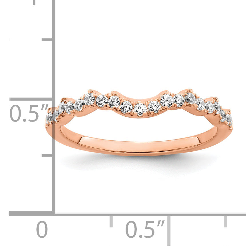 14K Rose Gold 1/4 Carat Diamond Contoured Complete Wedding Band