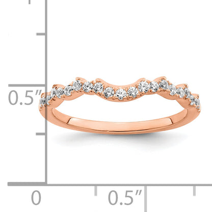14K Rose Gold 1/4 Carat Diamond Contoured Complete Wedding Band