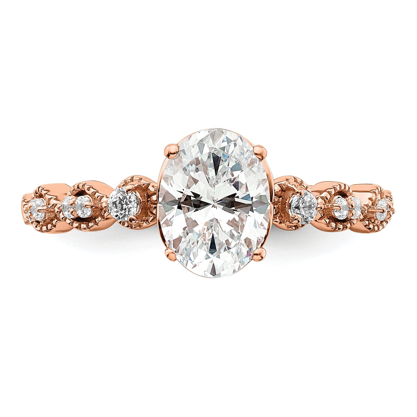 14k Rose Gold 1/8 Ct. Lab Grown Diamond VS/SI+ G+ 1 Ct. Center Oval Engagement Ring