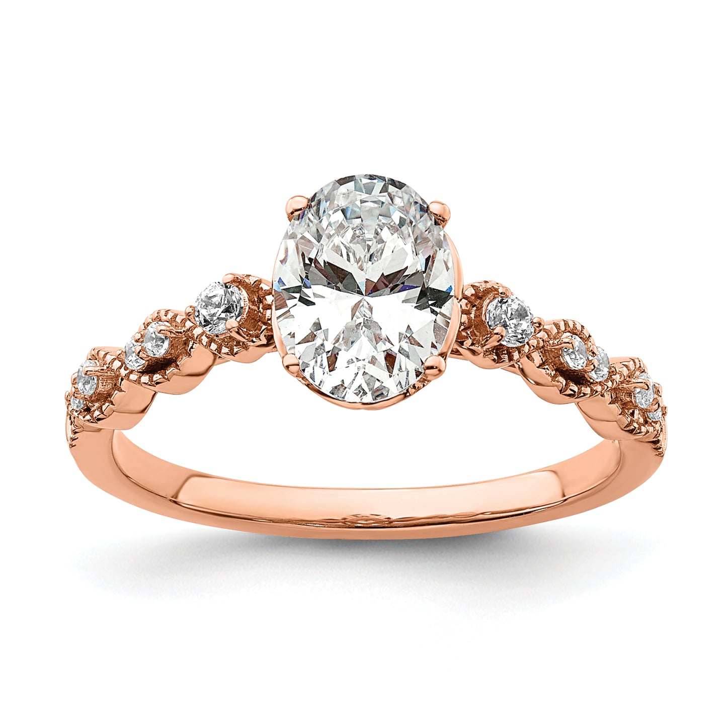 14k Rose Gold 1/8 Ct. Lab Grown Diamond VS/SI+ G+ 1 Ct. Center Oval Engagement Ring