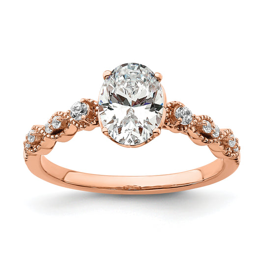 14k Rose Gold 1/8 Ct. Lab Grown Diamond VS/SI+ G+ 1 Ct. Center Oval Engagement Ring