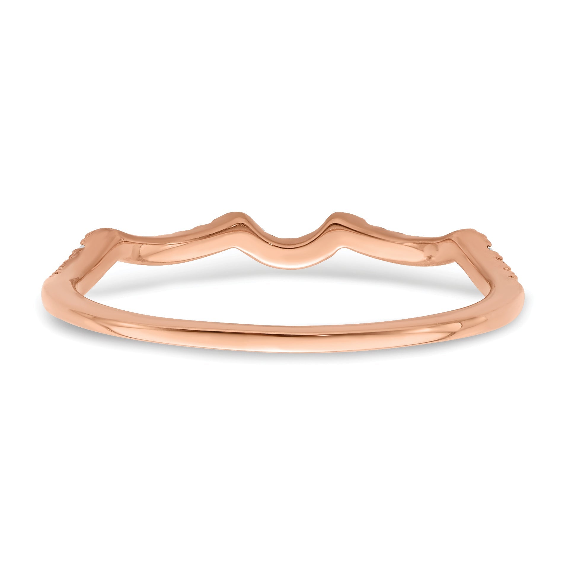 14K Rose Gold 1/15 Carat Diamond Contoured Complete Wedding Band