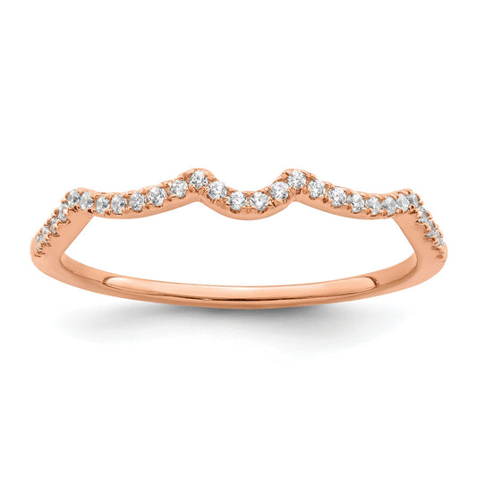 14K Rose Gold 1/15 Carat Diamond Contoured Complete Wedding Band