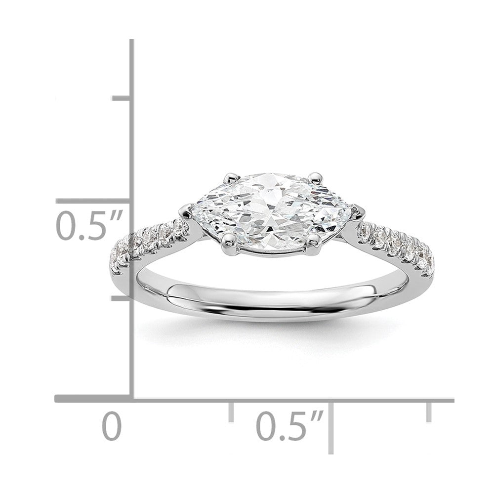 14k White Gold 1/5 Ct. Lab Grown Diamond VS/SI+ G+ 1 Ct. Center East-West Marquise Engagement Ring