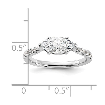 14k White Gold 1/5 Ct. Lab Grown Diamond VS/SI+ G+ 1 Ct. Center East-West Marquise Engagement Ring