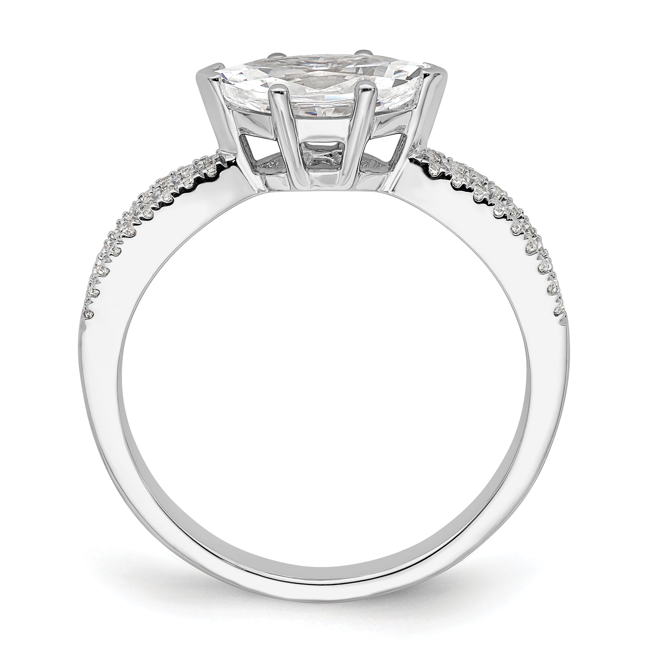 14K White Gold East West (Holds 3/4 Carat (9.2X5.00mm) Marquise Center) 1/8 Diamond Semi Mount Engagement Ring