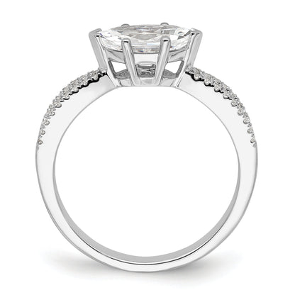 14K White Gold East West (Holds 3/4 Carat (9.2X5.00mm) Marquise Center) 1/8 Diamond Semi Mount Engagement Ring