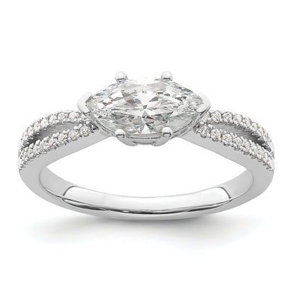 14K White Gold East West (Holds 3/4 Carat (9.2X5.00mm) Marquise Center) 1/8 Diamond Semi Mount Engagement Ring