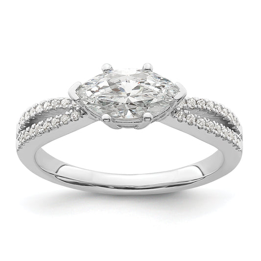 14K White Gold East West (Holds 3/4 Carat (9.2X5.00mm) Marquise Center) 1/8 Diamond Semi Mount Engagement Ring