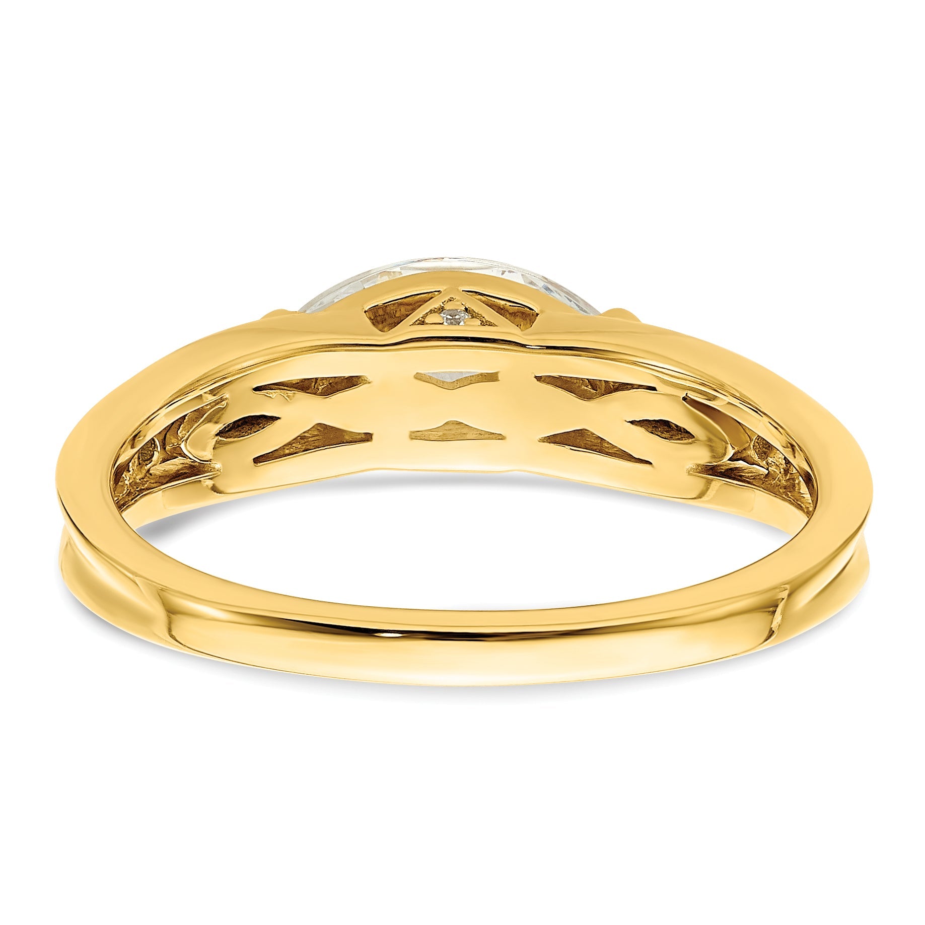 14K Two Tone East West (Holds 3/4 Carat (9.2X5.00mm) Marquise Center) 1/8 Diamond Semi Mount Engagement Ring