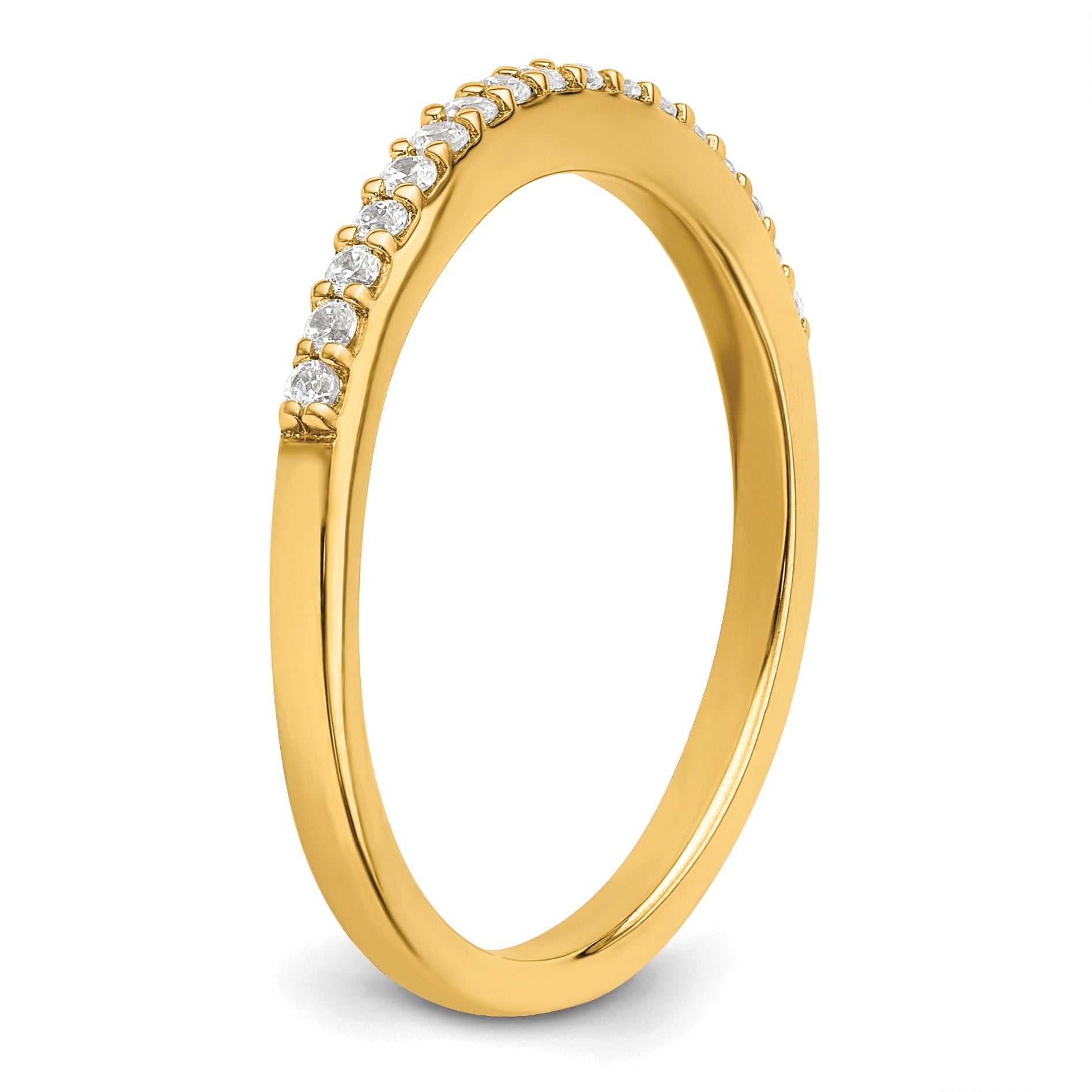 14K Yellow Gold 1/6 Carat Diamond Contoured Complete Wedding Band