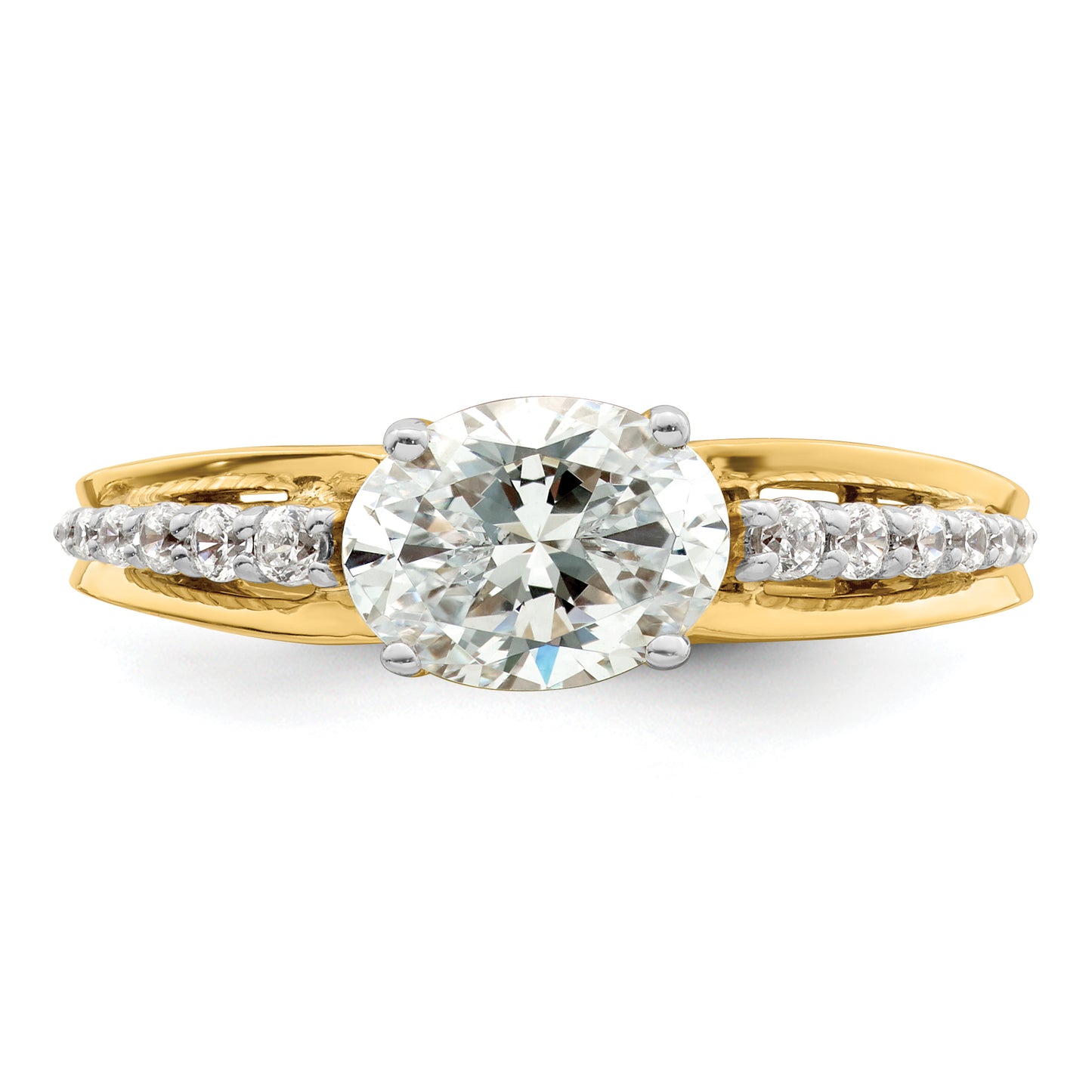 14k Two-tone Two Tone 1/6 Ct. Lab Grown Diamond VS/SI+ G+ 1 Ct. Center Oval Engagement Ring