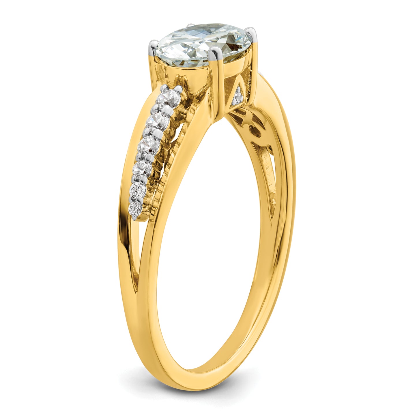 14k Two-tone Two Tone 1/6 Ct. Lab Grown Diamond VS/SI+ G+ 1 Ct. Center Oval Engagement Ring