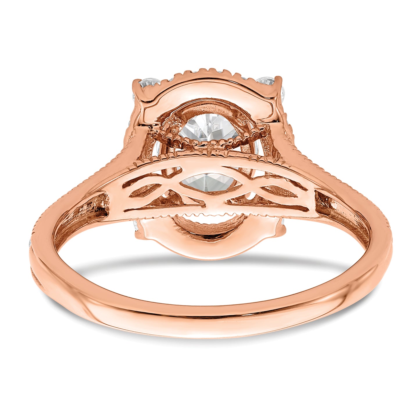 14k Rose Gold 3/8 Ct. Lab Grown Diamond VS/SI+ G+ 1 Ct. Center Oval Engagement Ring