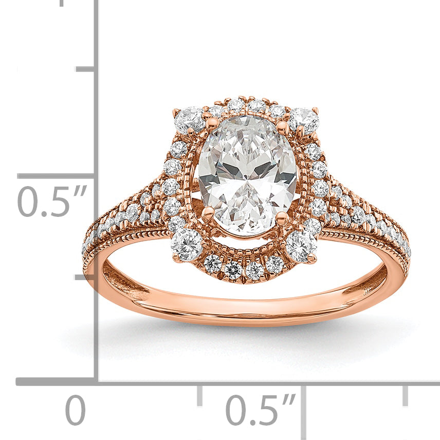 14k Rose Gold 3/8 Ct. Lab Grown Diamond VS/SI+ G+ 1 Ct. Center Oval Engagement Ring