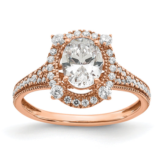 14k Rose Gold 3/8 Ct. Lab Grown Diamond VS/SI+ G+ 1 Ct. Center Oval Engagement Ring