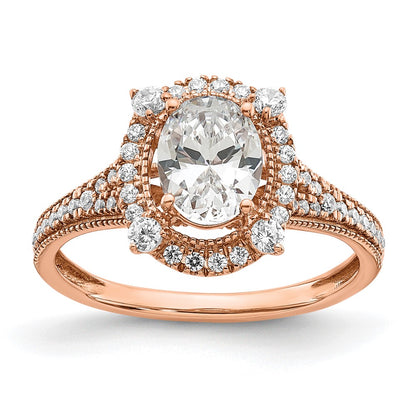 14k Rose Gold 3/8 Ct. Lab Grown Diamond VS/SI+ G+ 1 Ct. Center Oval Semi Mount Engagement Ring